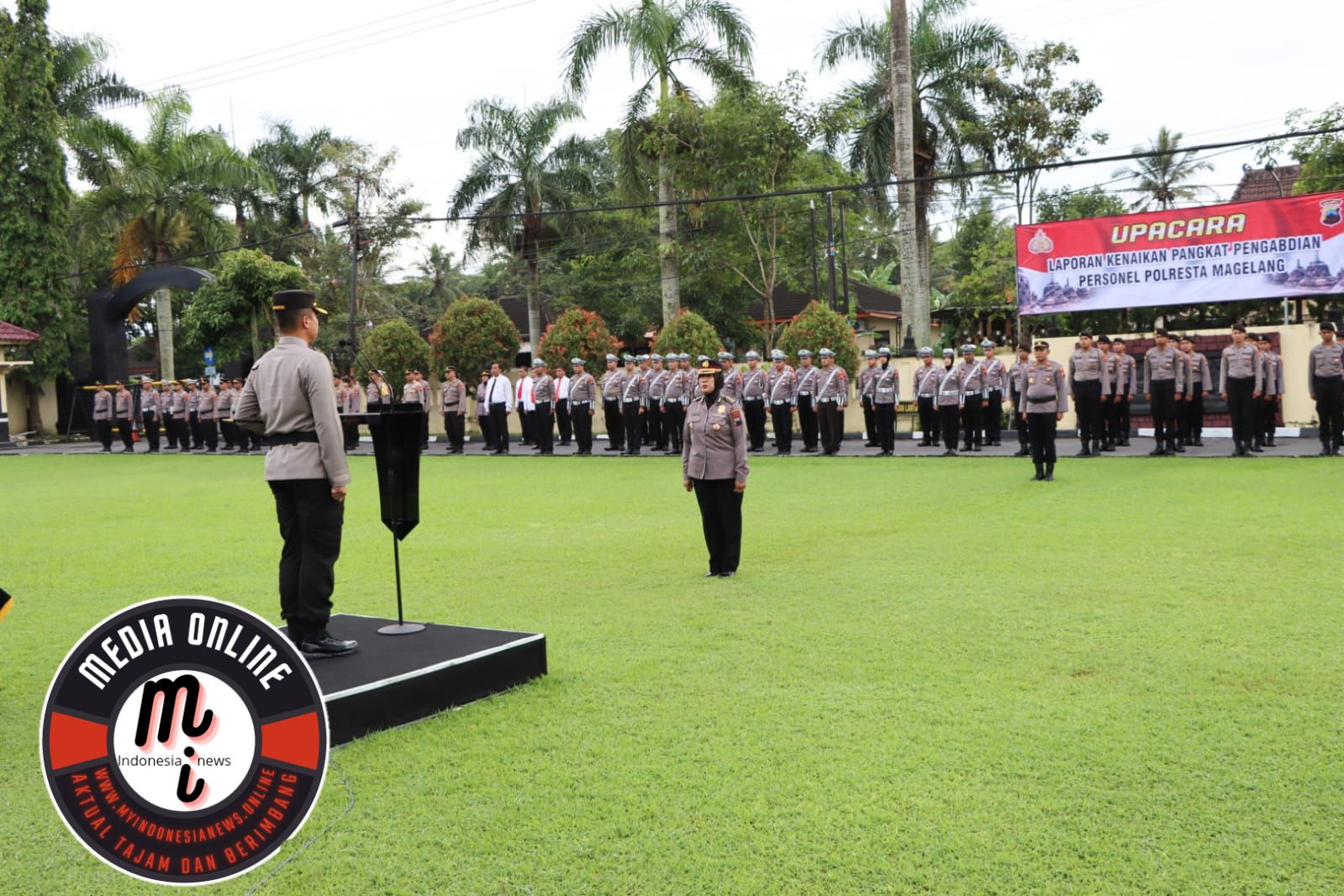 Polresta Magelang Melakukan Upacara Laporan Kenaikan Pangkat Pengabdian