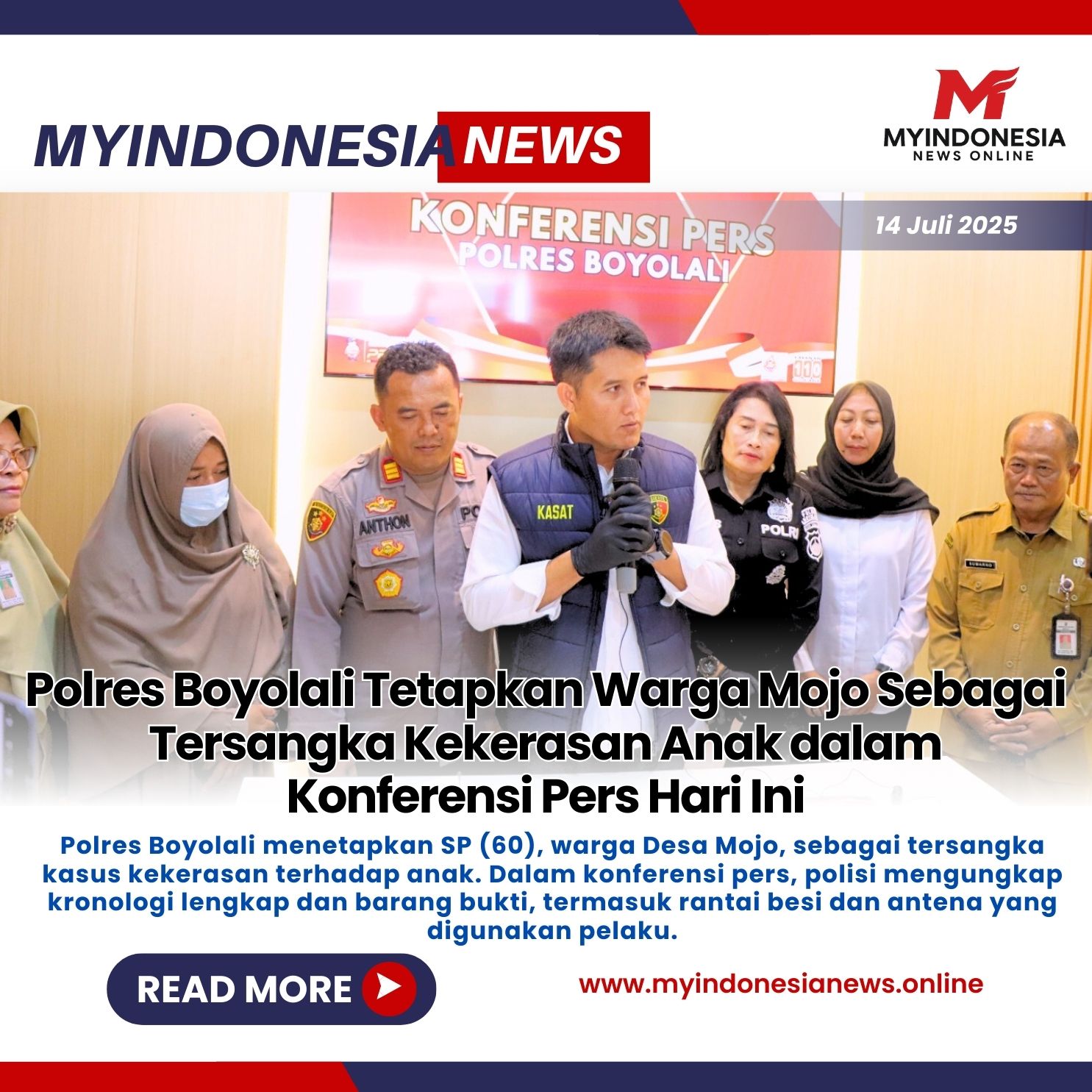 Polres Boyolali Tetapkan Warga Mojo Sebagai Tersangka Kekerasan Anak dalam Konferensi Pers Hari Ini